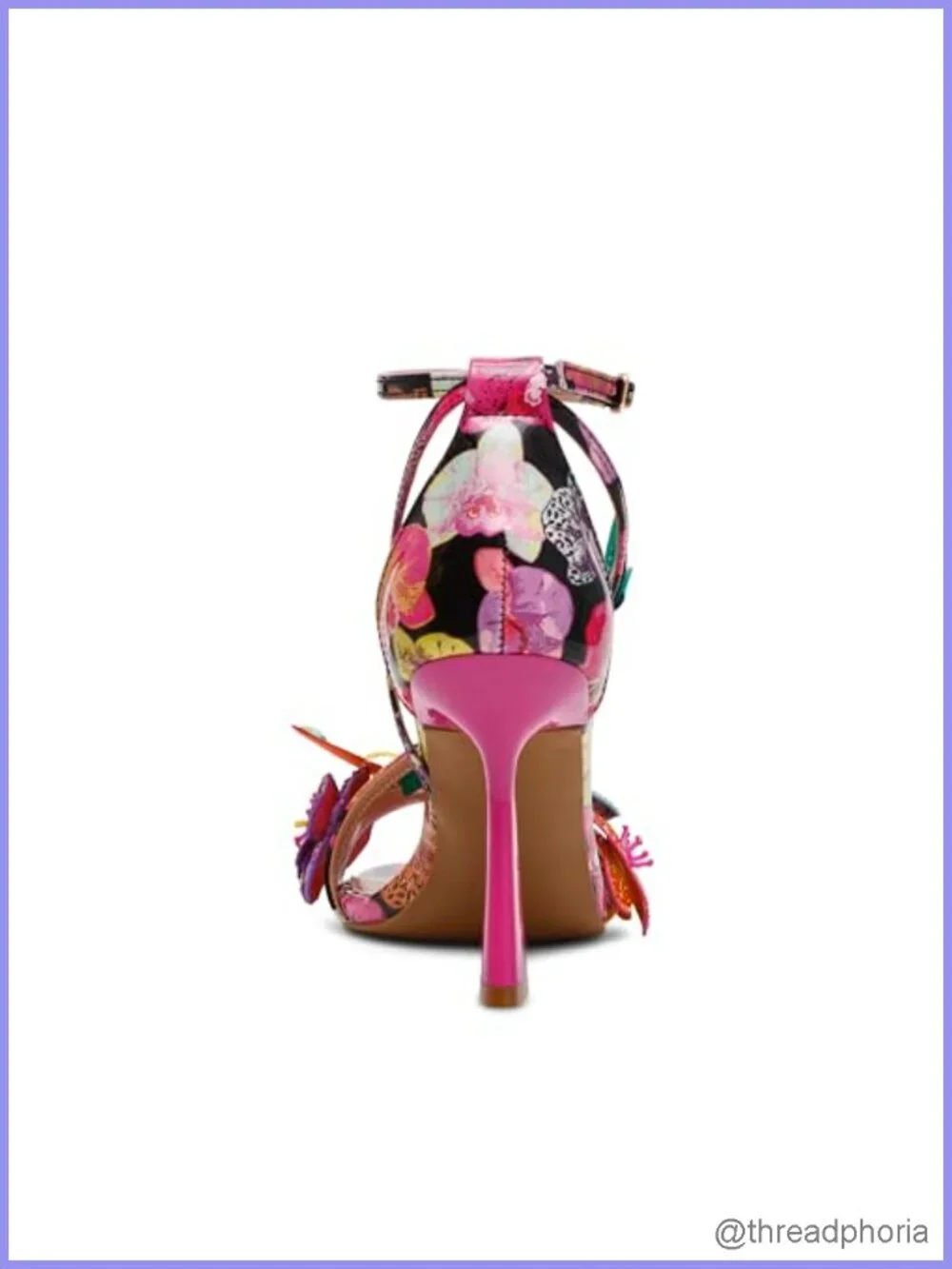 Betsey Johnson Camile Heeled Sandals with Flower Adornments Ankle Strap